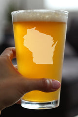 Colorado hand-engraved design on Bevvee Wisconsin State Outline Pint Glass