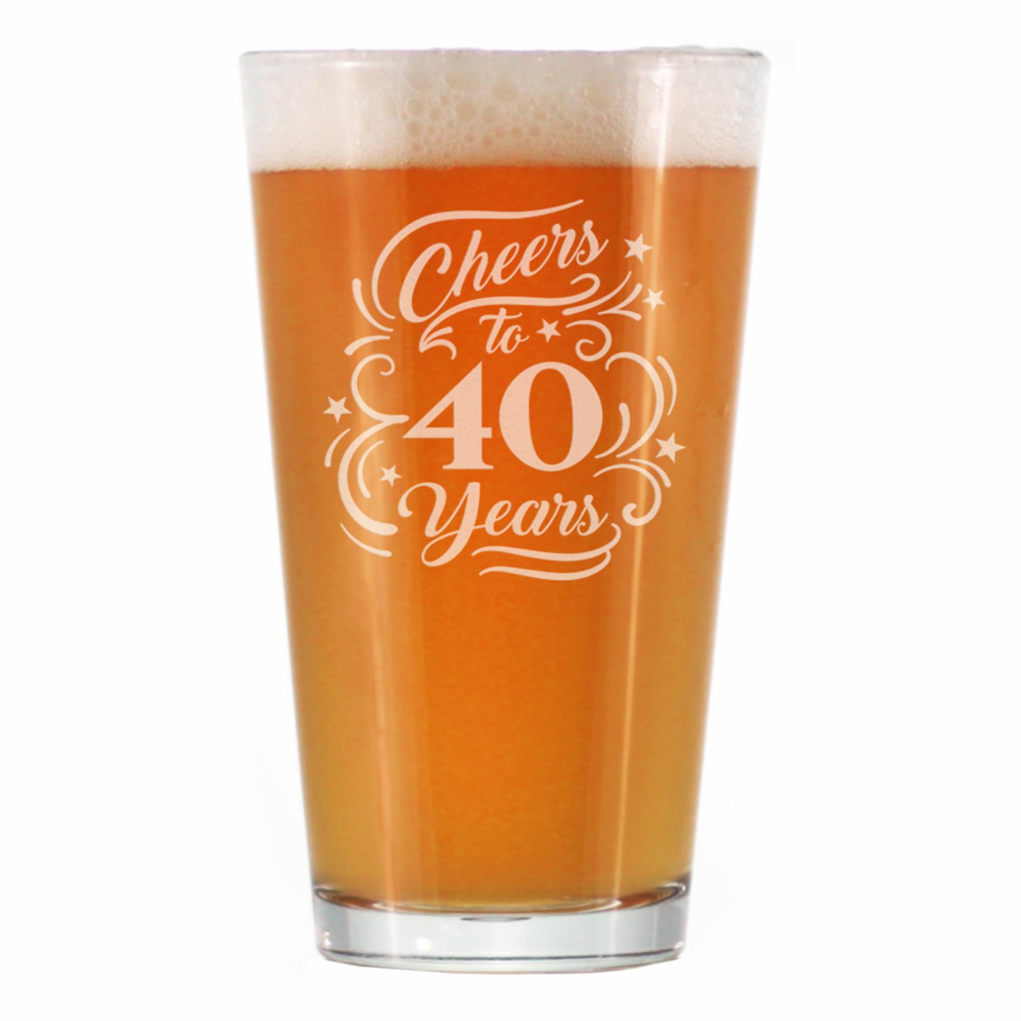 Bevvee 40th anniversary pint glass 16 oz gift