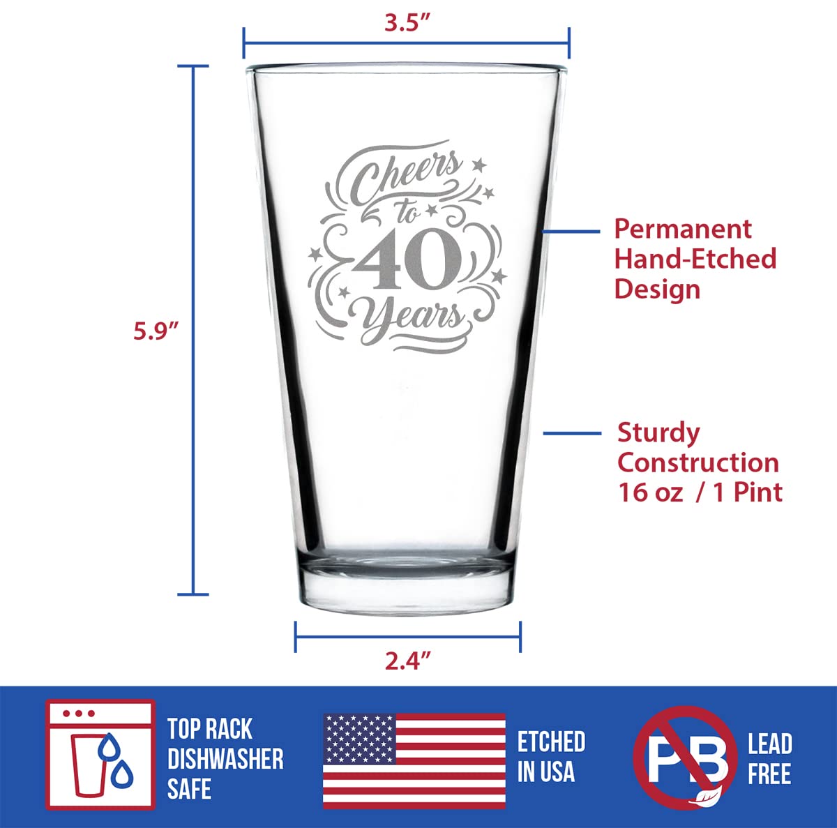 16 oz Bevvee bar quality pint glass heavy weighted bottom