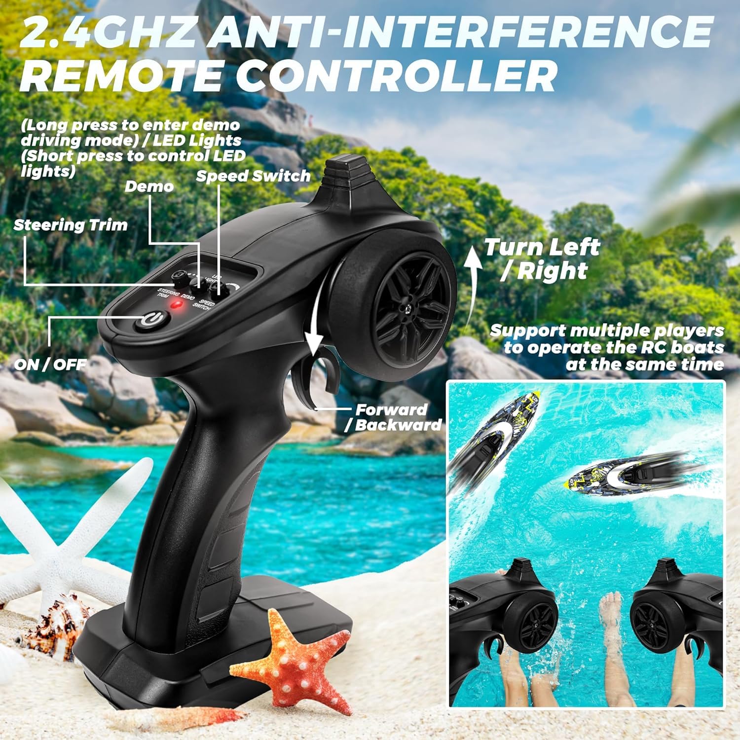 TX123 control range up to 300 feet for RC boating