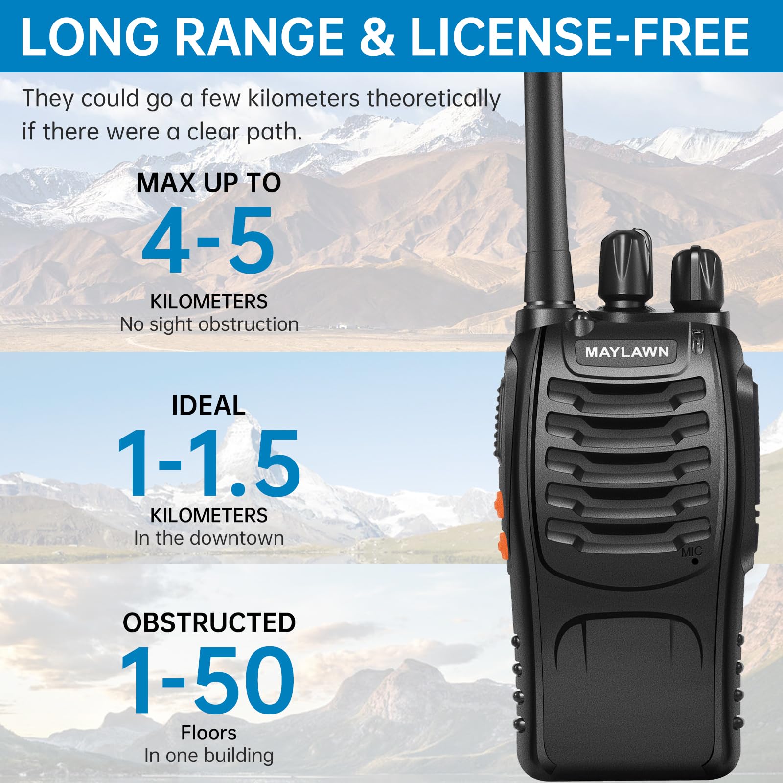 LED light earpieces and charging cables for walkie talkies