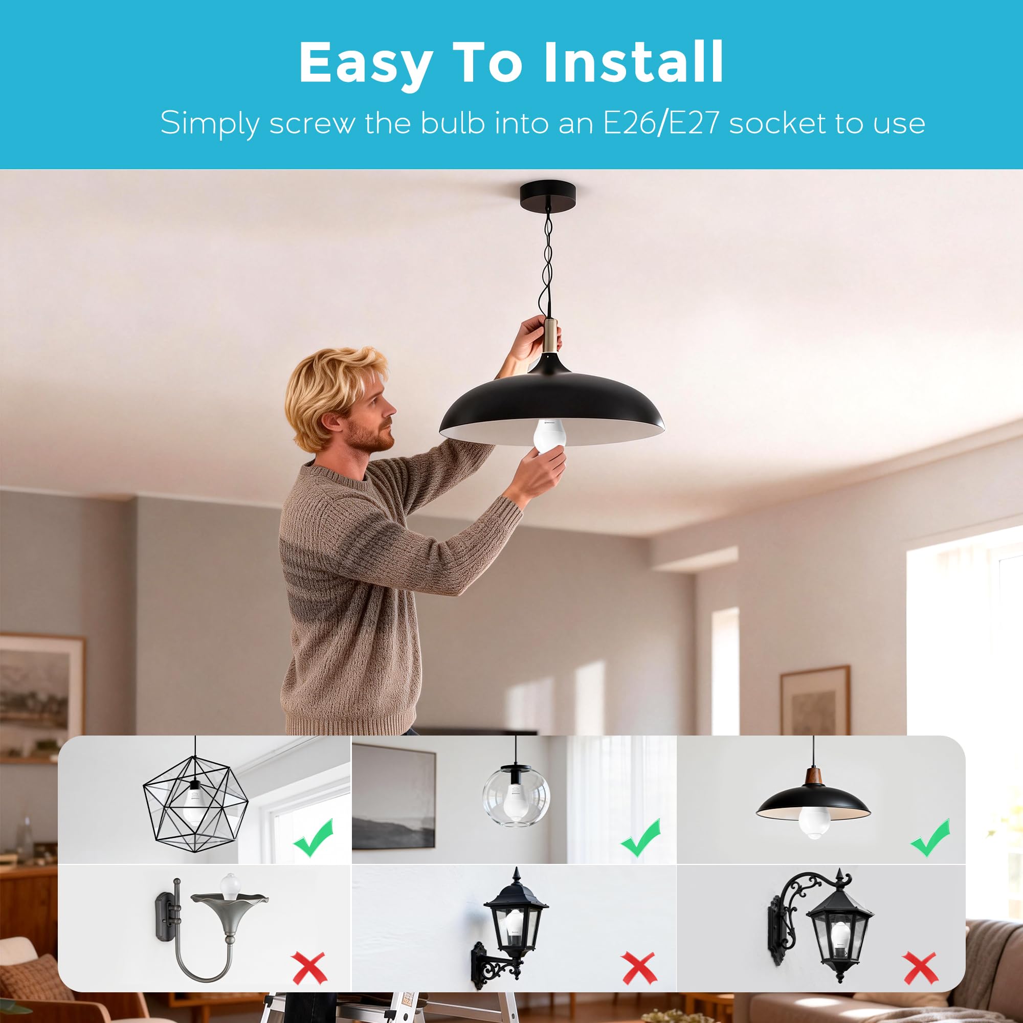 Front door porch lighting Bgmonster motion sensor bulb
