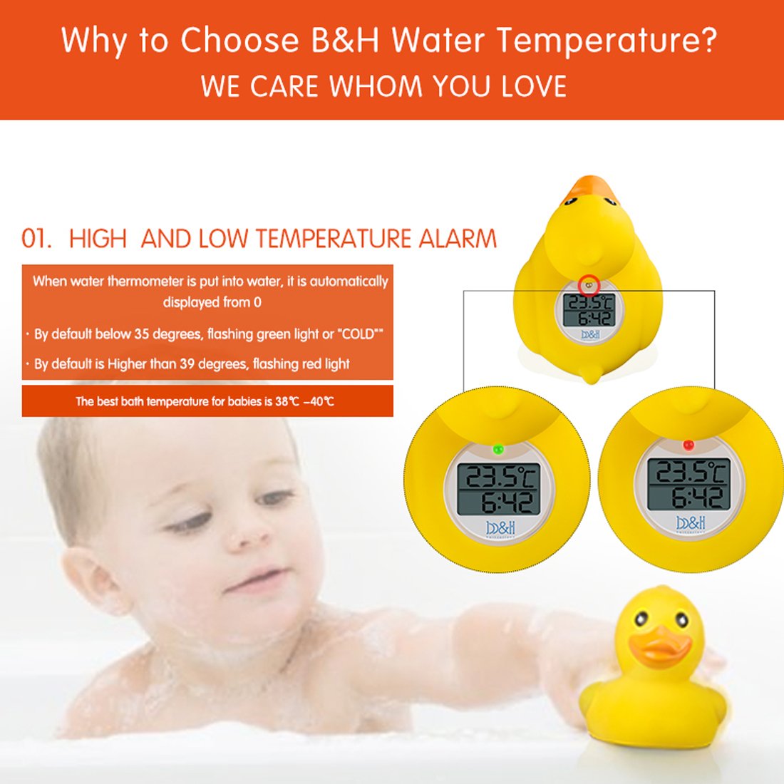 bath safety alarm for high and low temperatures