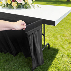 Bhyhok stage skirt black side view showing pleated ruffle