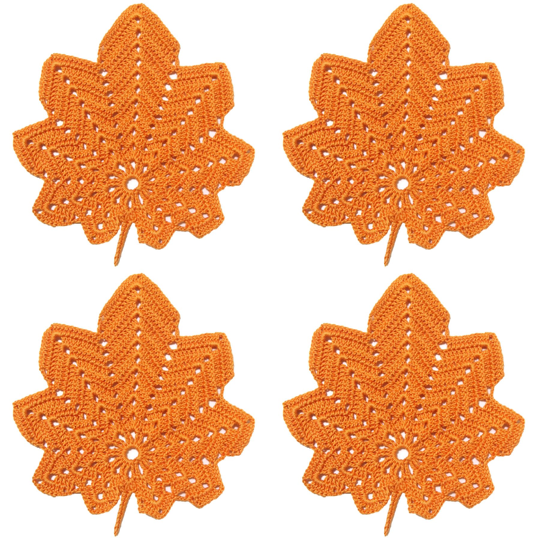 BIBITIME 4PCS maple leaf lace doilies orange set for table decor