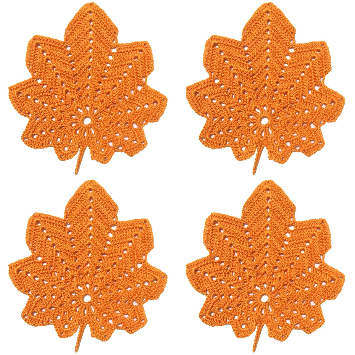 BIBITIME 4PCS maple leaf lace doilies orange set for table decor