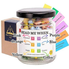 Mood color coded jar pink purple orange blue yellow green