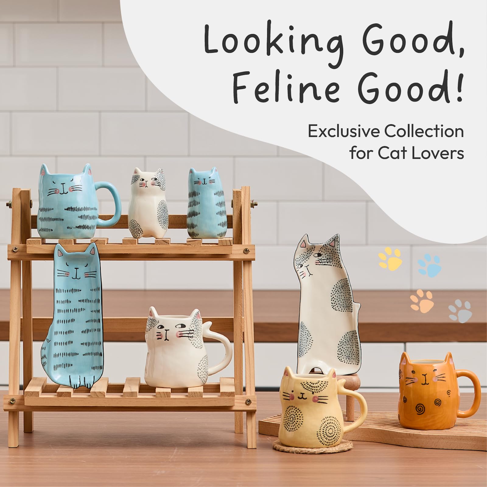 Bico cat mugs set 4-pack for cat lovers