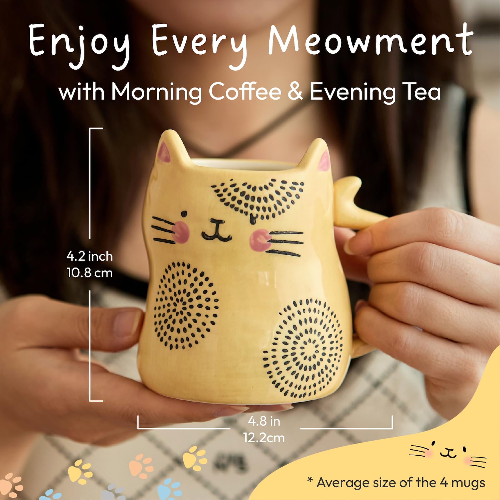 Stoneware cat mugs by Bico for everyday use