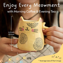 Stoneware cat mugs by Bico for everyday use