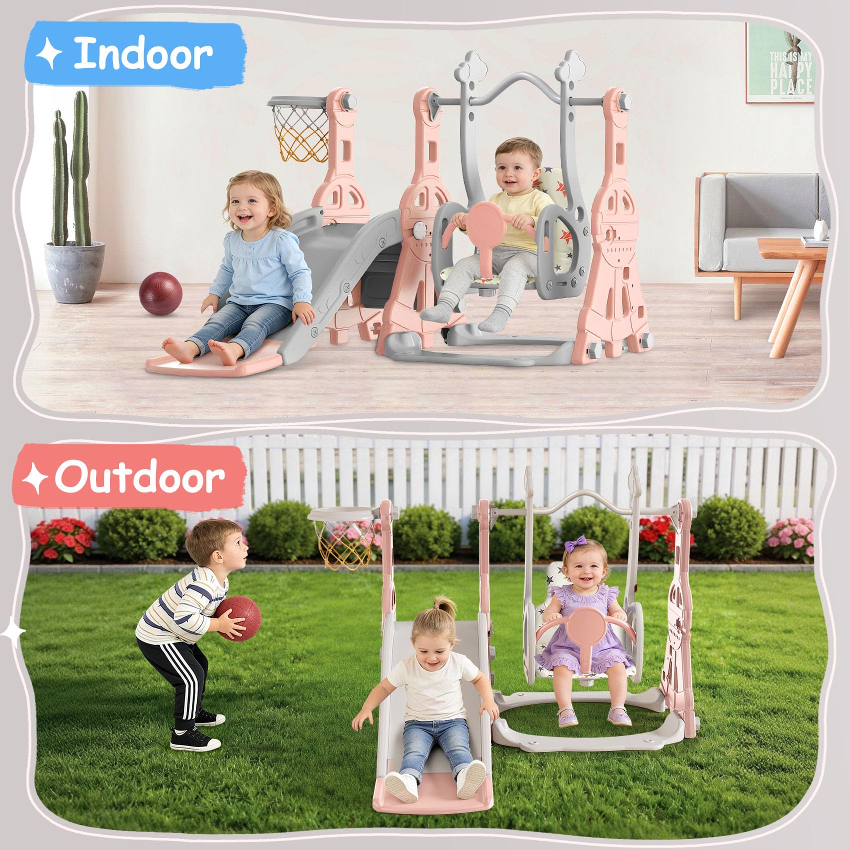 Included components slide basketball hoop swing cushion and user manual