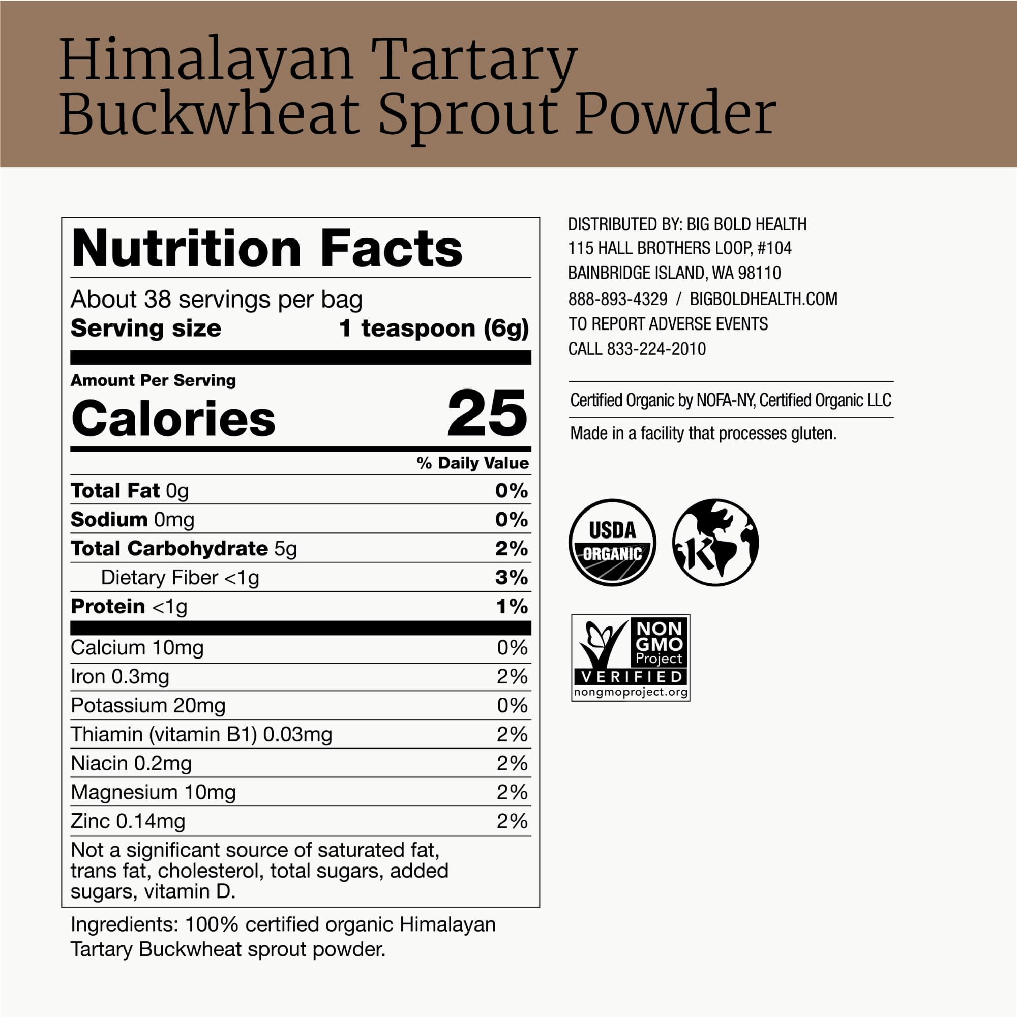 Non-GMO gluten-free grain-free buckwheat powder packaging