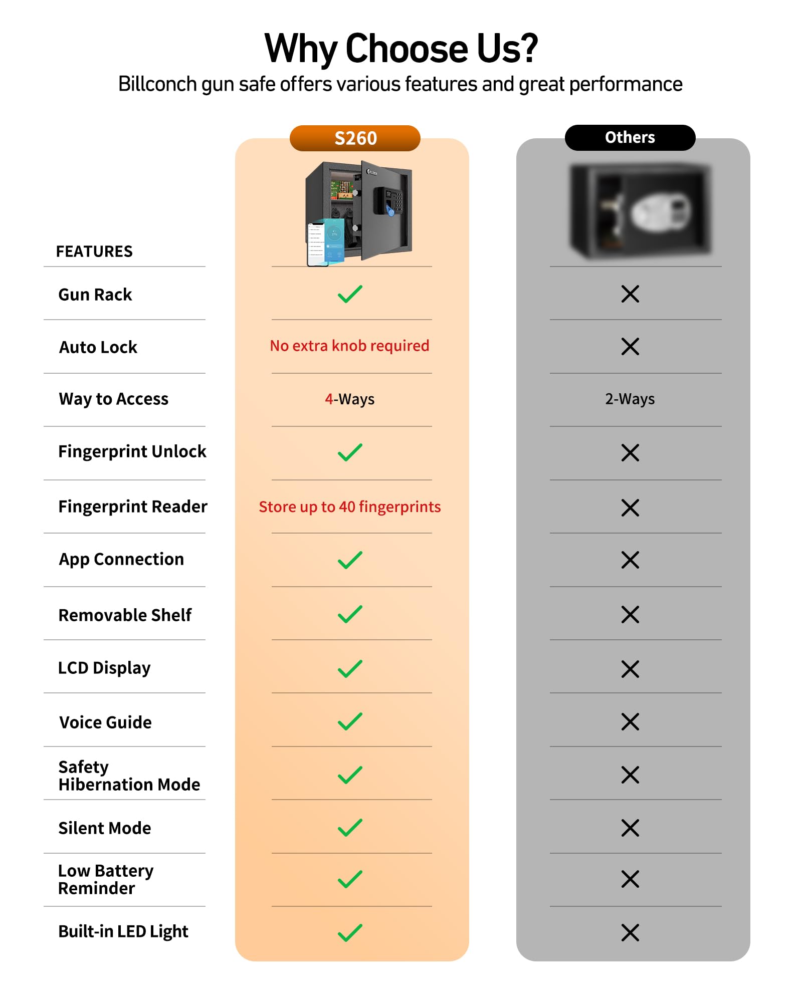 Billconch LCD screen and smart UI inside safe