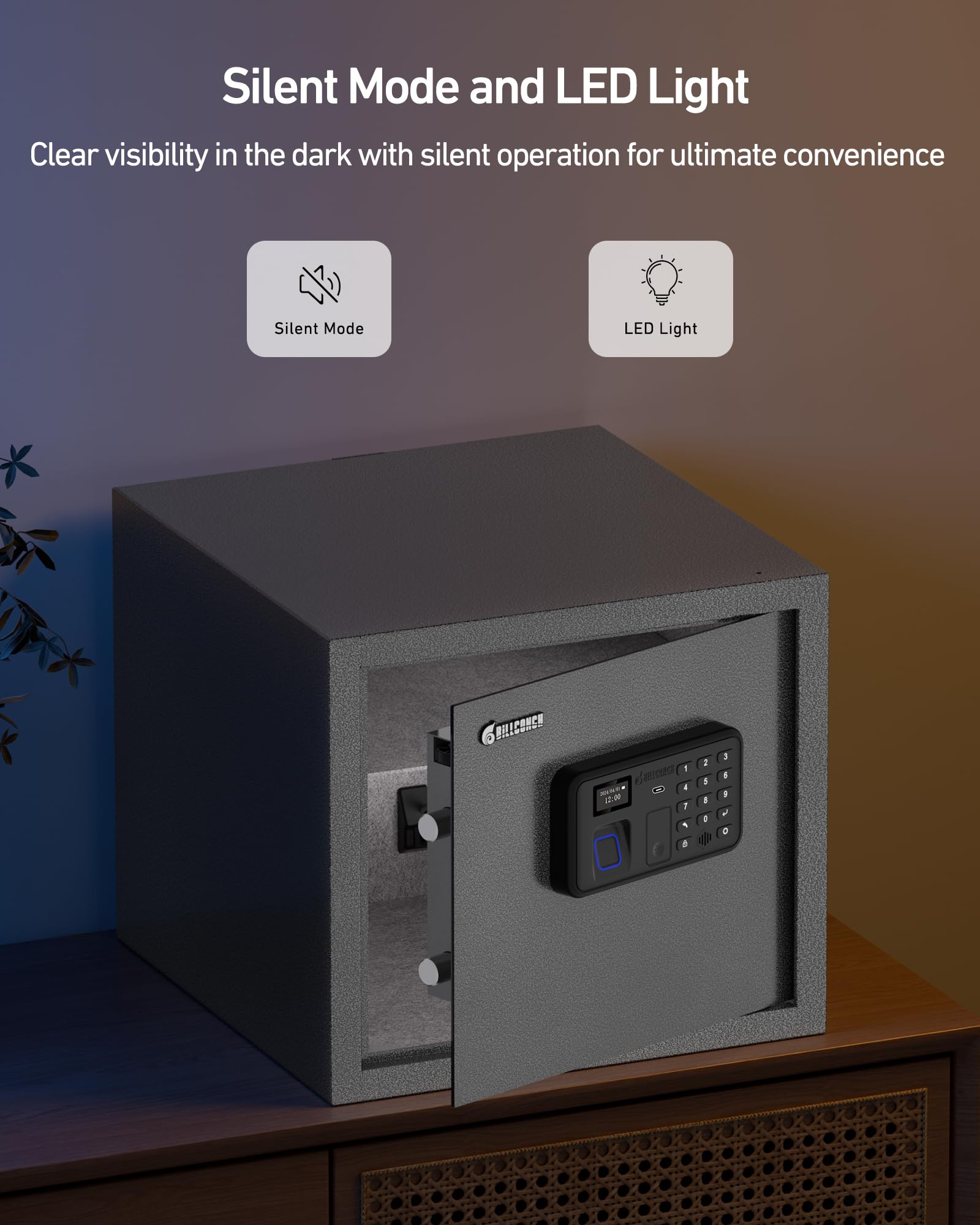 Powder coated high-tensile steel exterior of Billconch safe