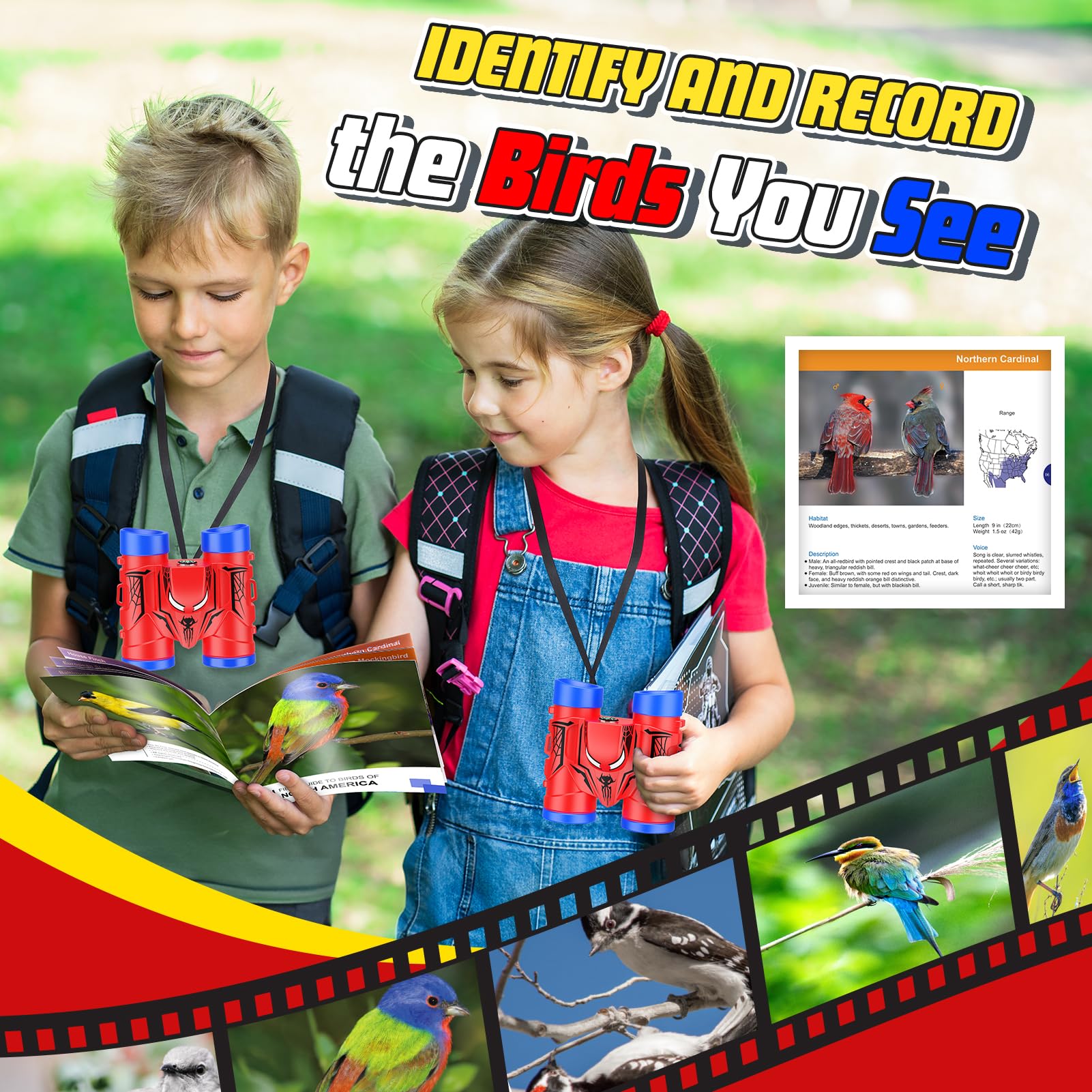 Neck strap included with JovialToyz kids binoculars