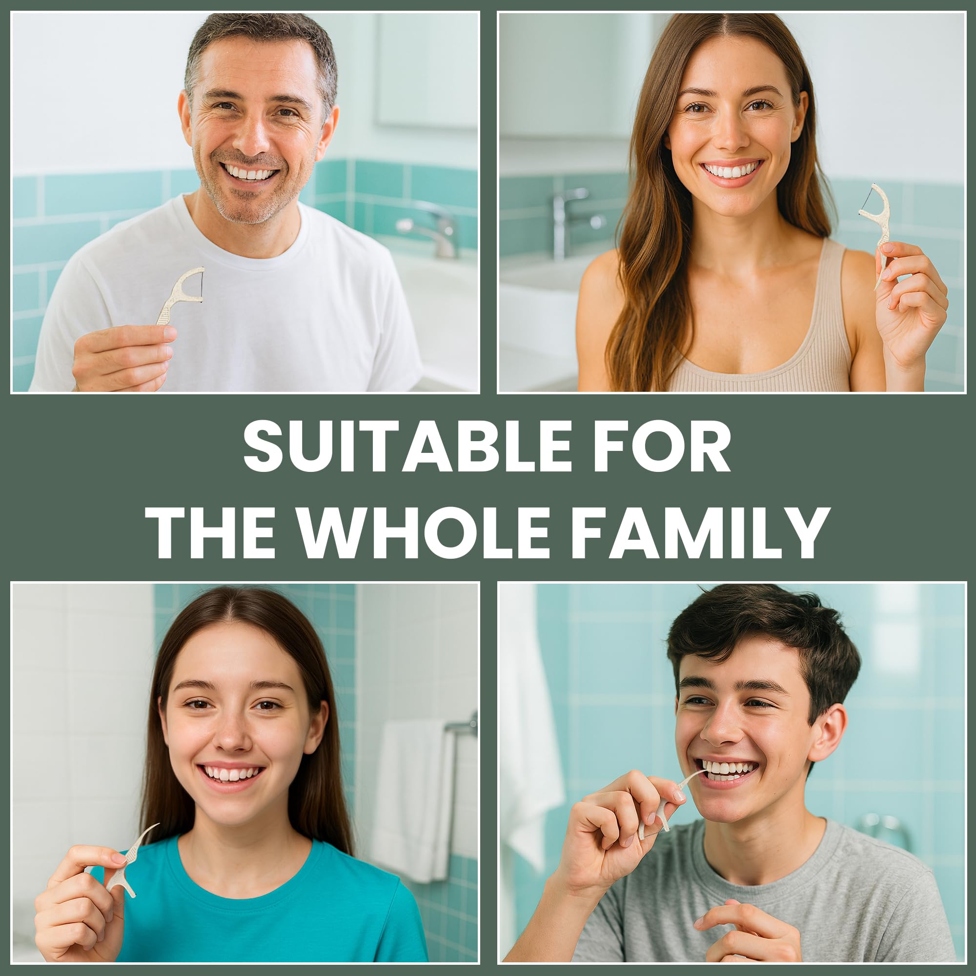 Biodegradable dental floss picks ready for disposal