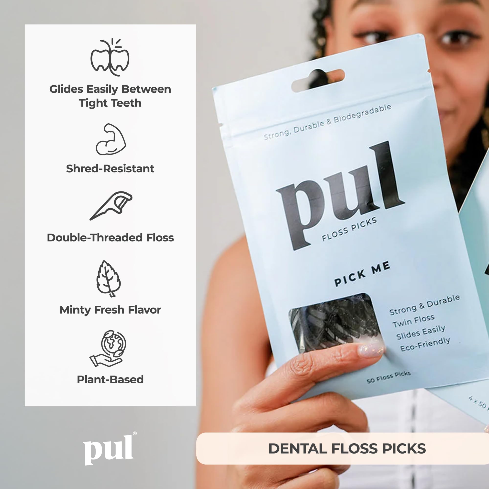 Biodegradable floss sticks mint flavor