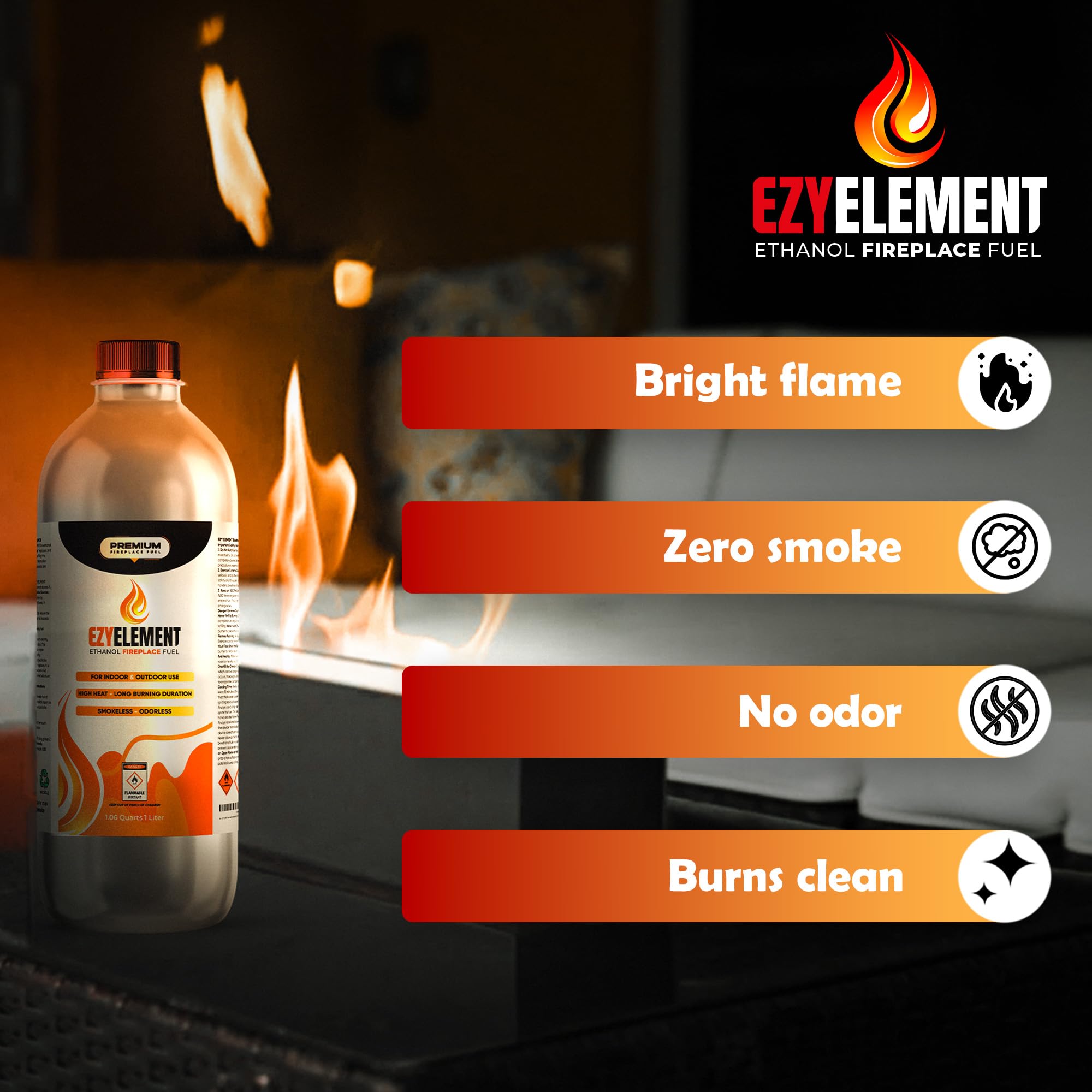 Tabletop bioethanol fuel for indoor outdoor fire pits