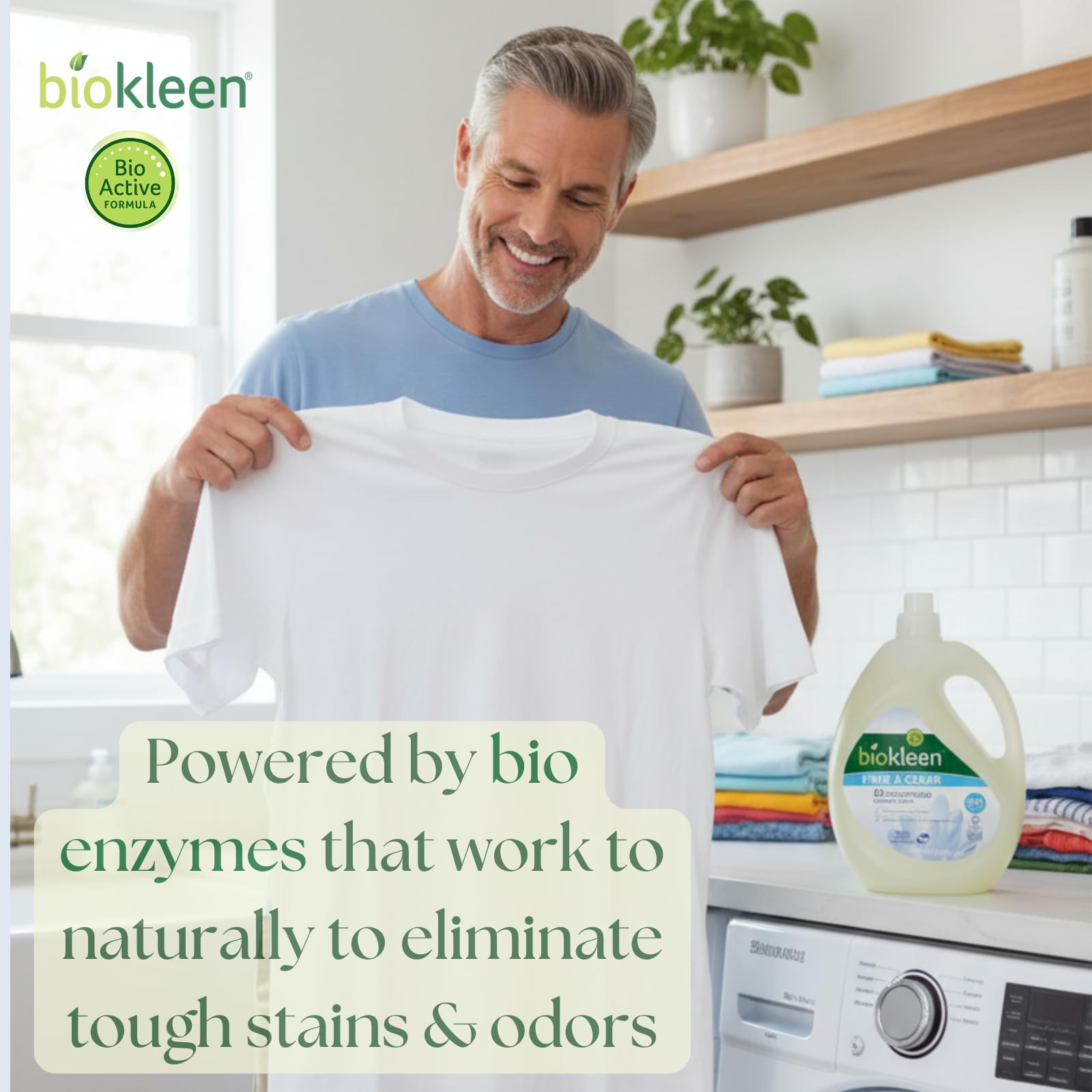 Biokleen USA made laundry detergent bottle with biodegradable ingredients