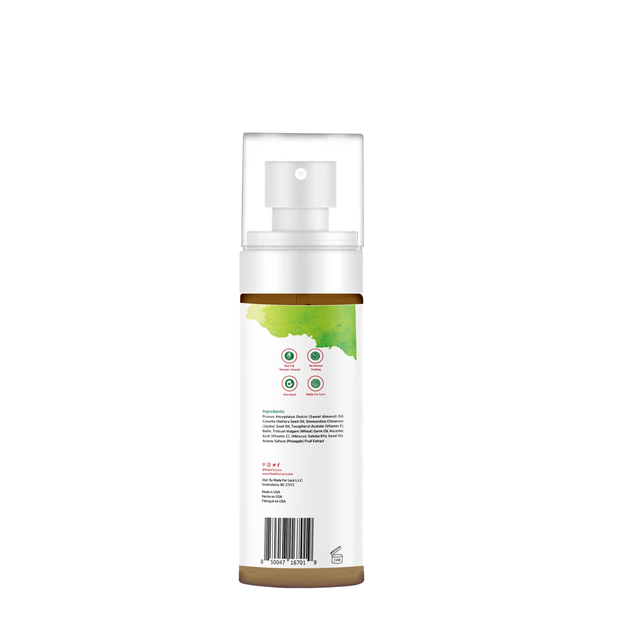 Back label shows biotin and ingredients on bottle