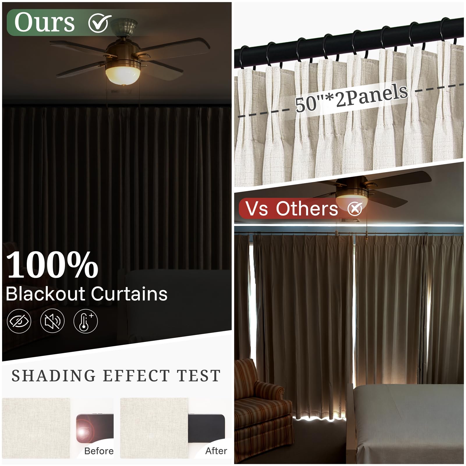 Blackout curtains with 400 GSM linen blend fabric