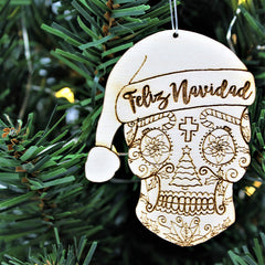Handmade birch wood ornament with hanger for tree display