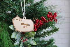 Guinea pig shaped Christmas ornament with name and date customization