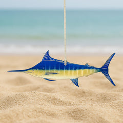 Hand-painted laser-engraved Blue Marlin Christmas ornament
