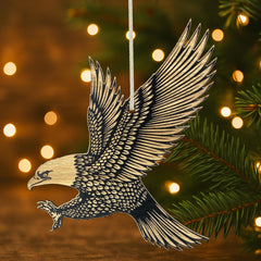 Birch wood ornament lightweight eagle design for tree