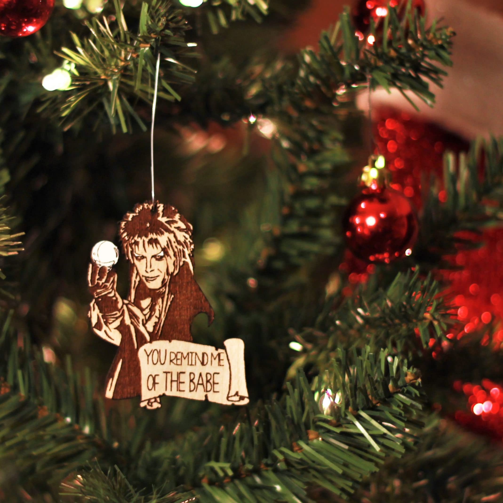 Birch wood ornament hanger for You Remind Me of the Babe design