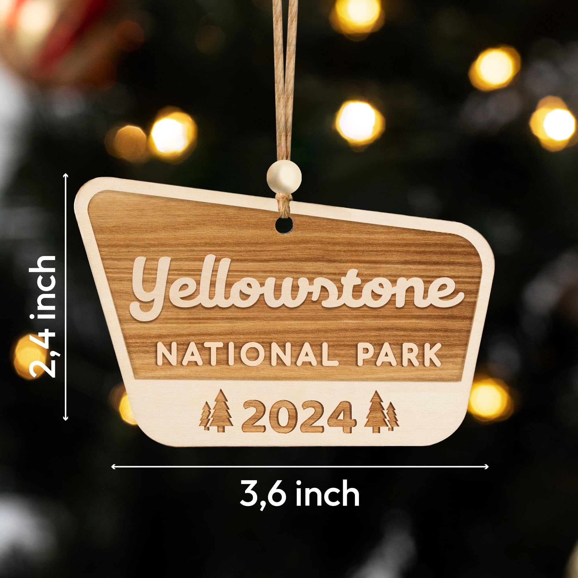 Natural birch wood ornament for all national parks keepsake