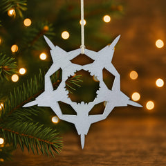 Lightweight birch wood ornament with silver finish for Christmas tree