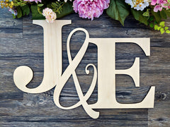 Natural birch wood monogram sign 25 x 20 inches