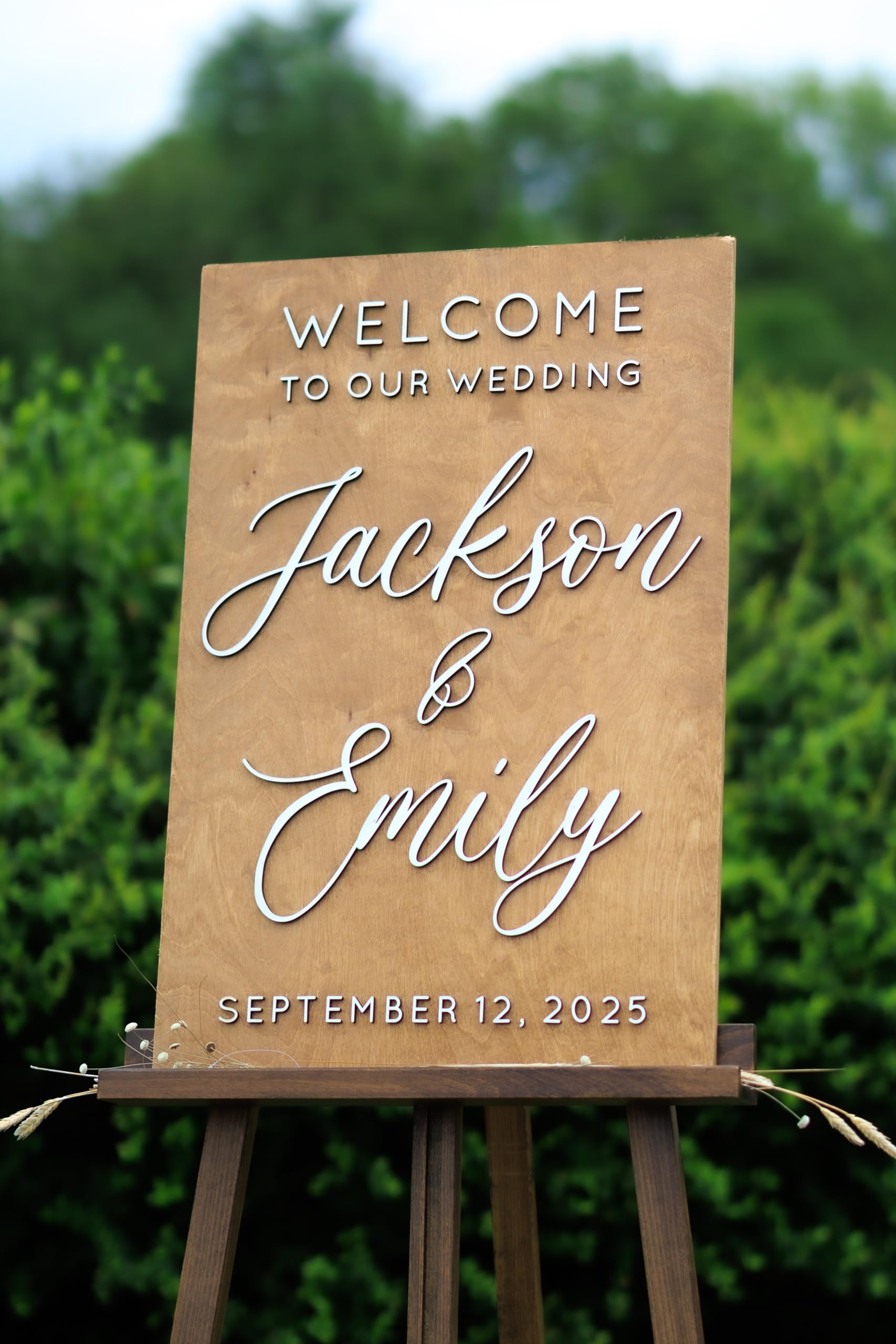 Birch wood wedding sign black painted finish