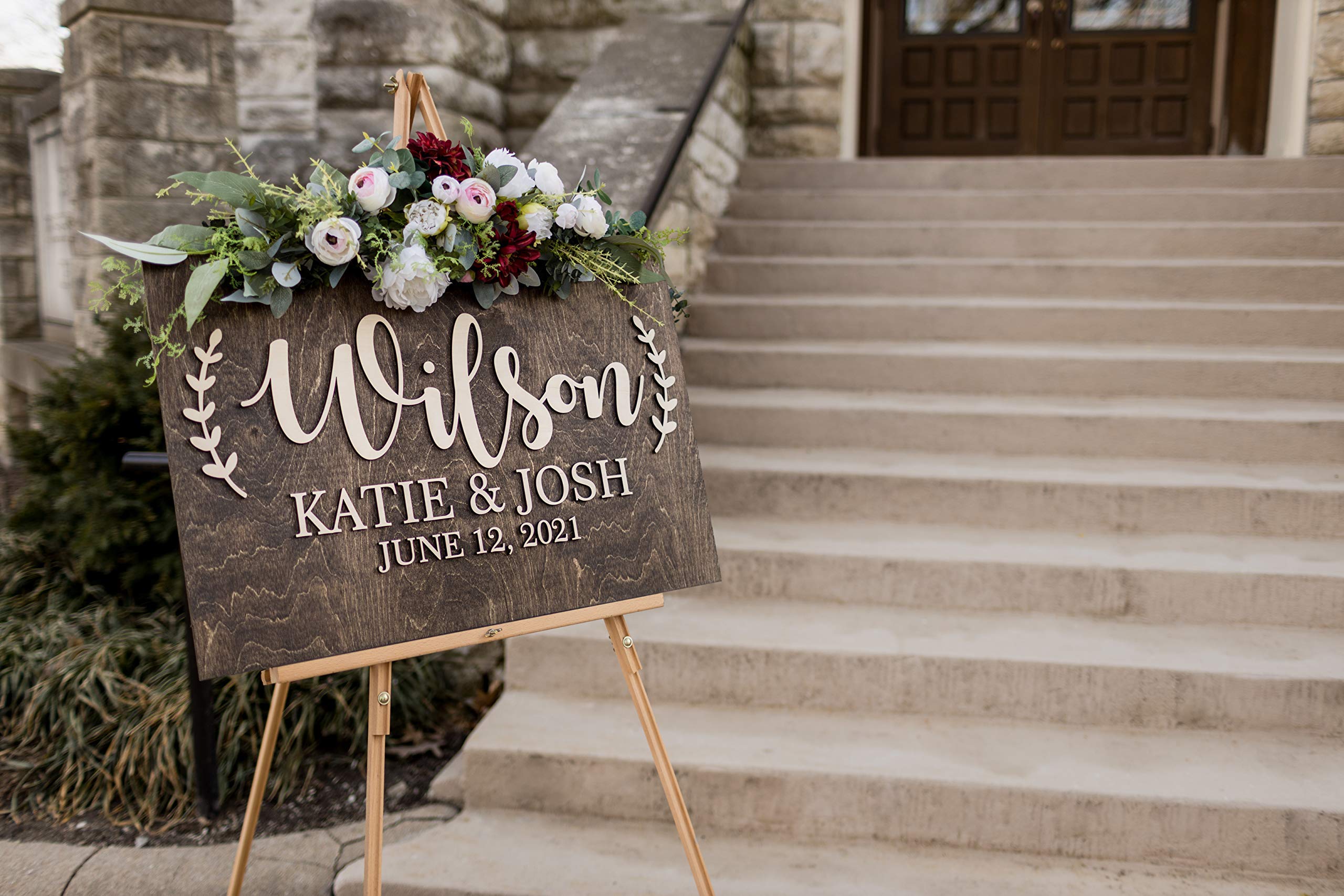 Birch wood wedding sign black font color option