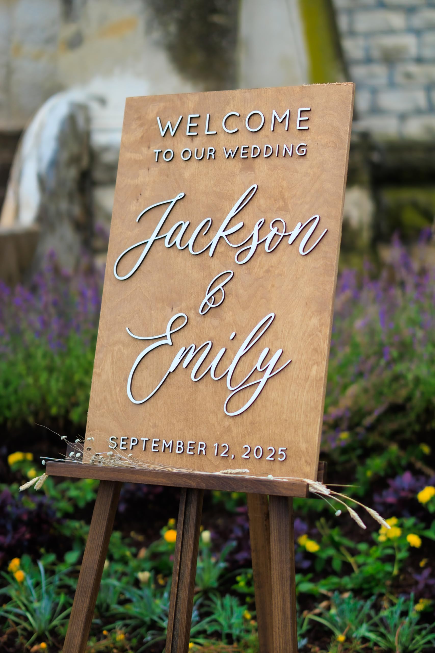 Birch wood wedding sign white painted finish