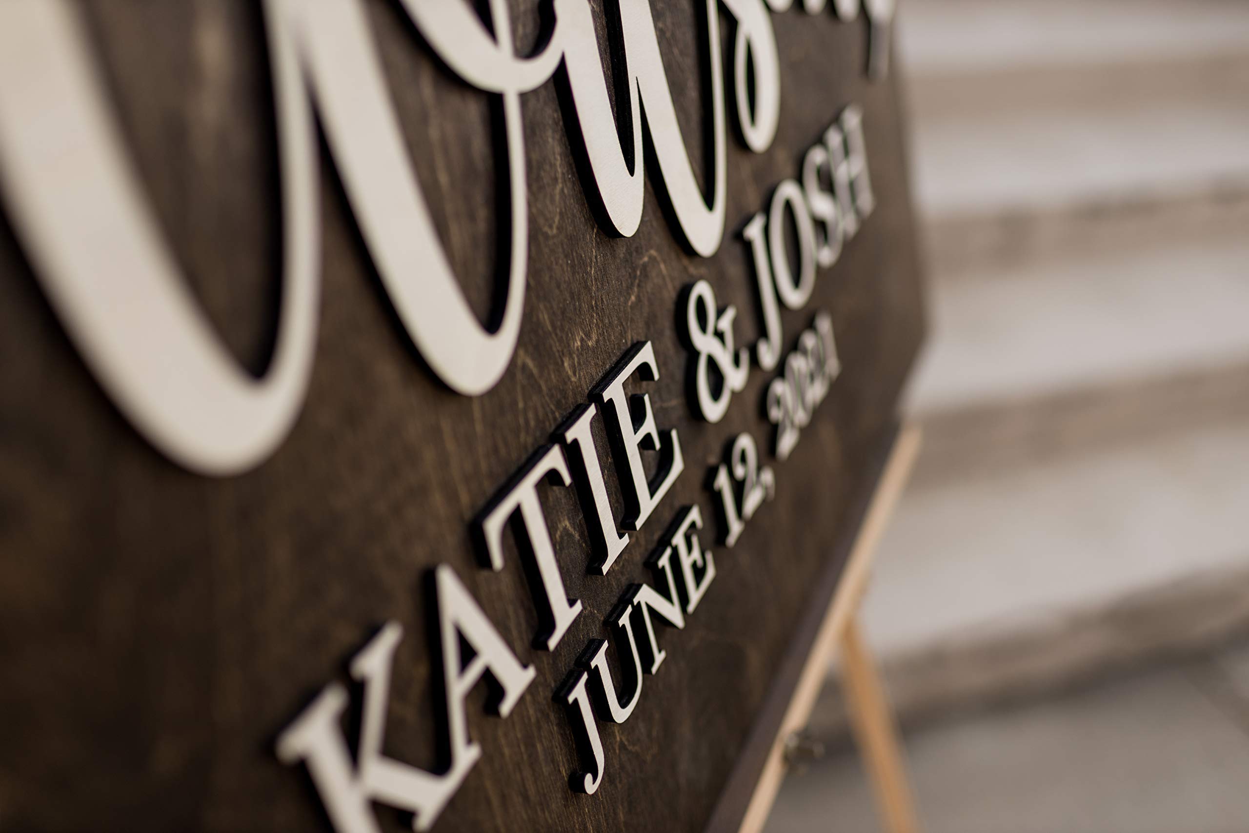 Birch wood wedding sign white font color option