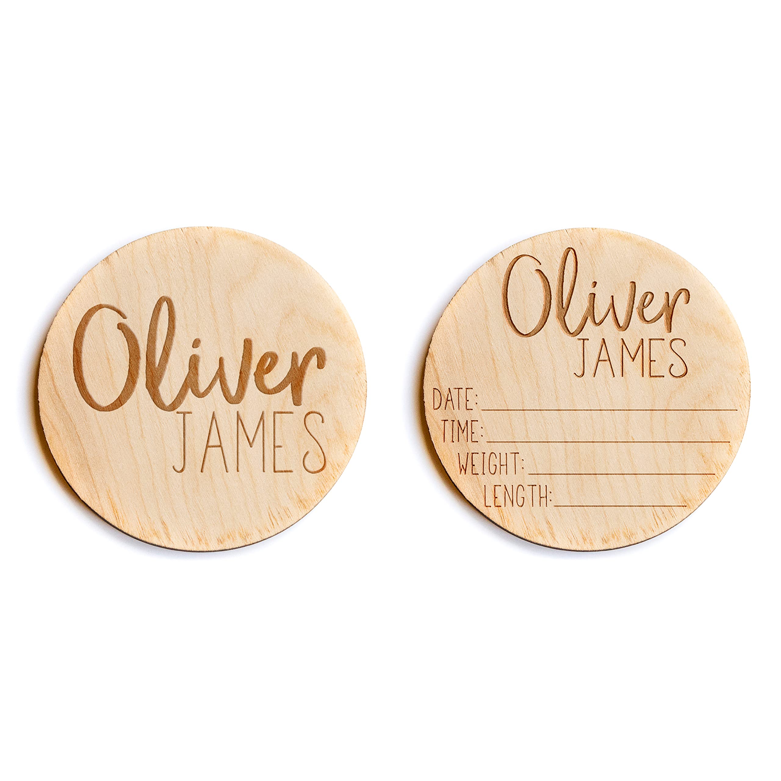 Birch wood birth announcement sign 4 inch diameter