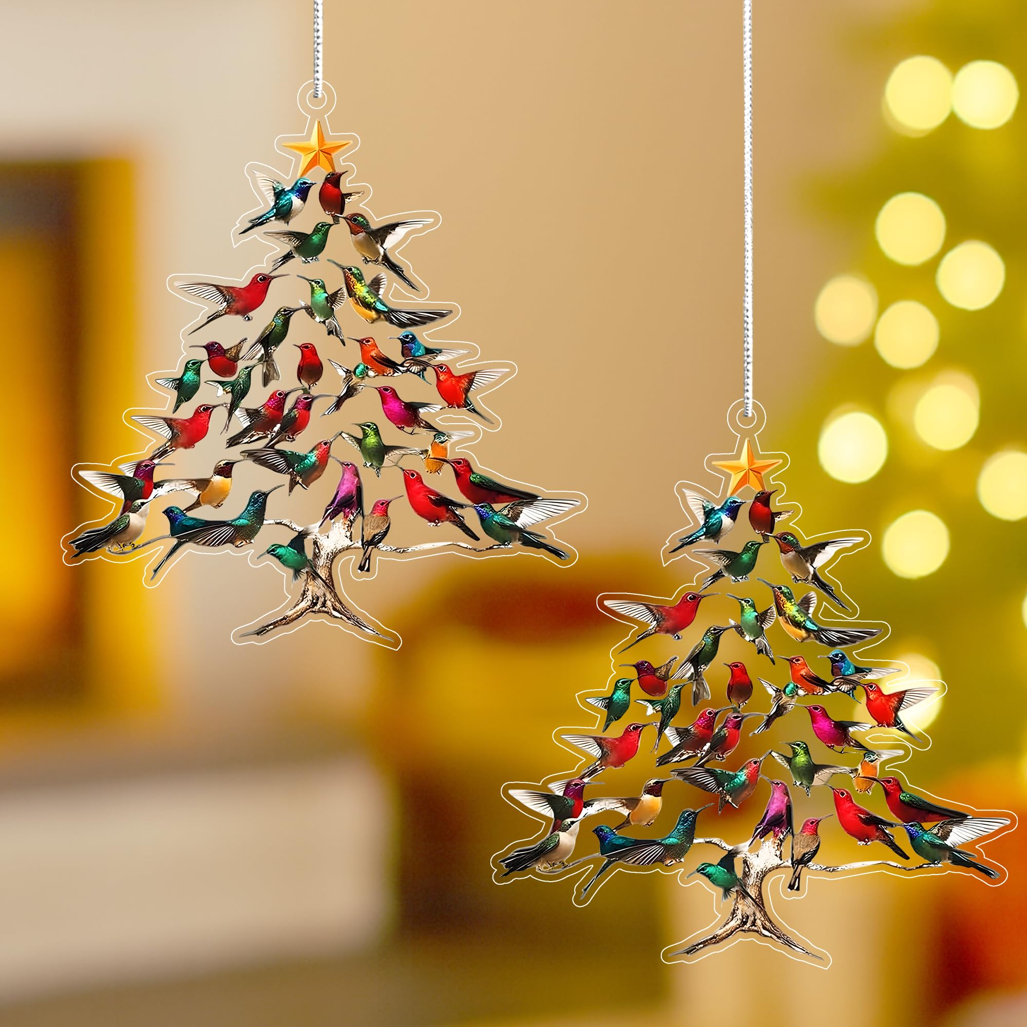 Lightweight acrylic hummingbird ornament 3.54 inches tall easy to hang