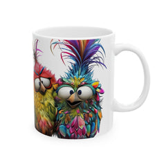 Bird lovers gift mug design with whimsical birds