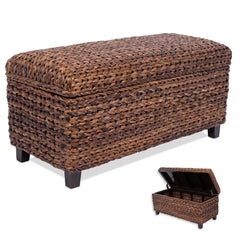 Front view of BirdRock Home Abaca Storage Bench showing hand-woven abaca fibers