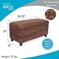 Close-up of natural abaca weave on BirdRock Home bench with solid wood frame