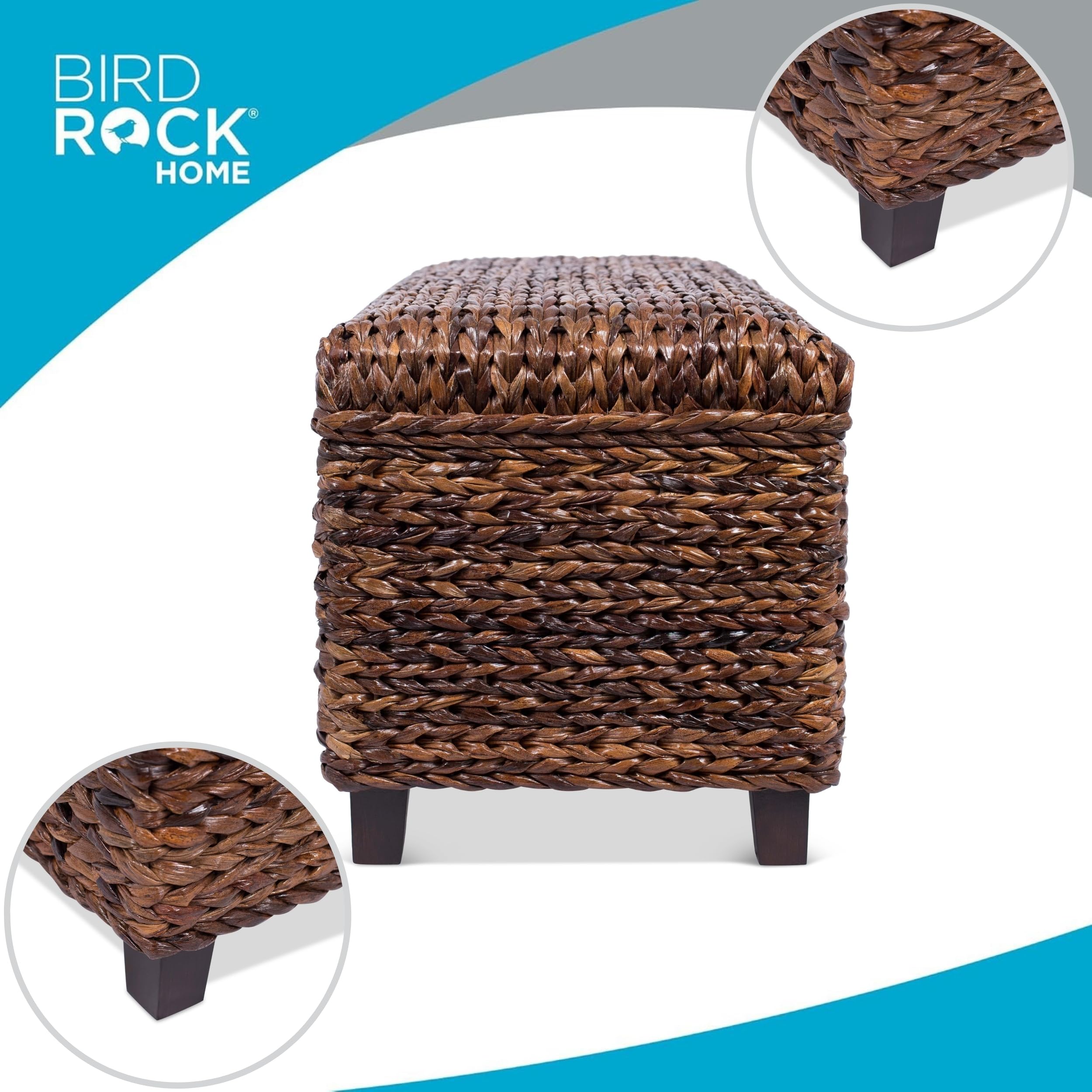 Interior storage space of BirdRock Home Abaca Storage Bench for blankets and pillows