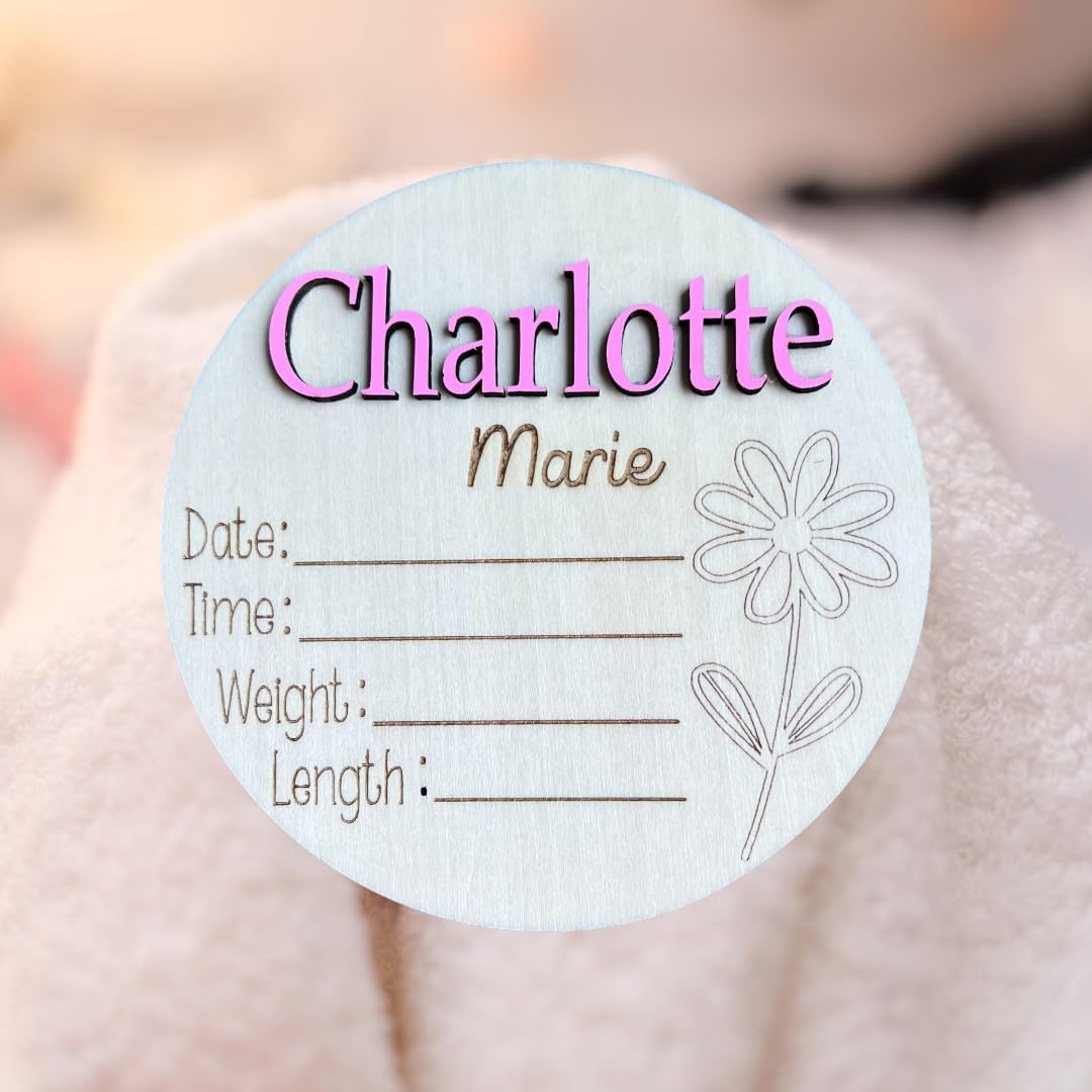 Birth Announcement Name Sign 4 inch size display