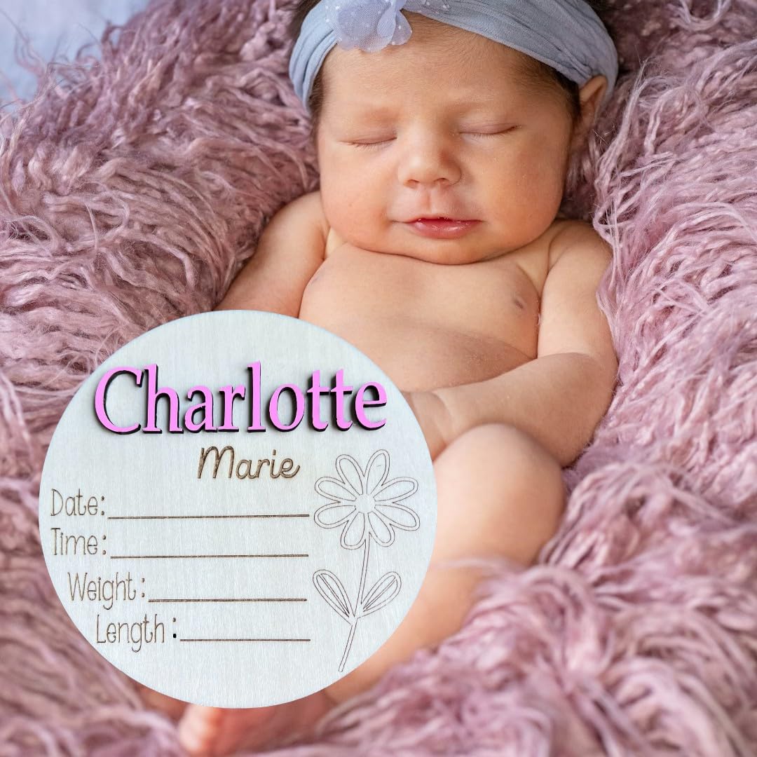 Birth Announcement Name Sign 5 inch size display