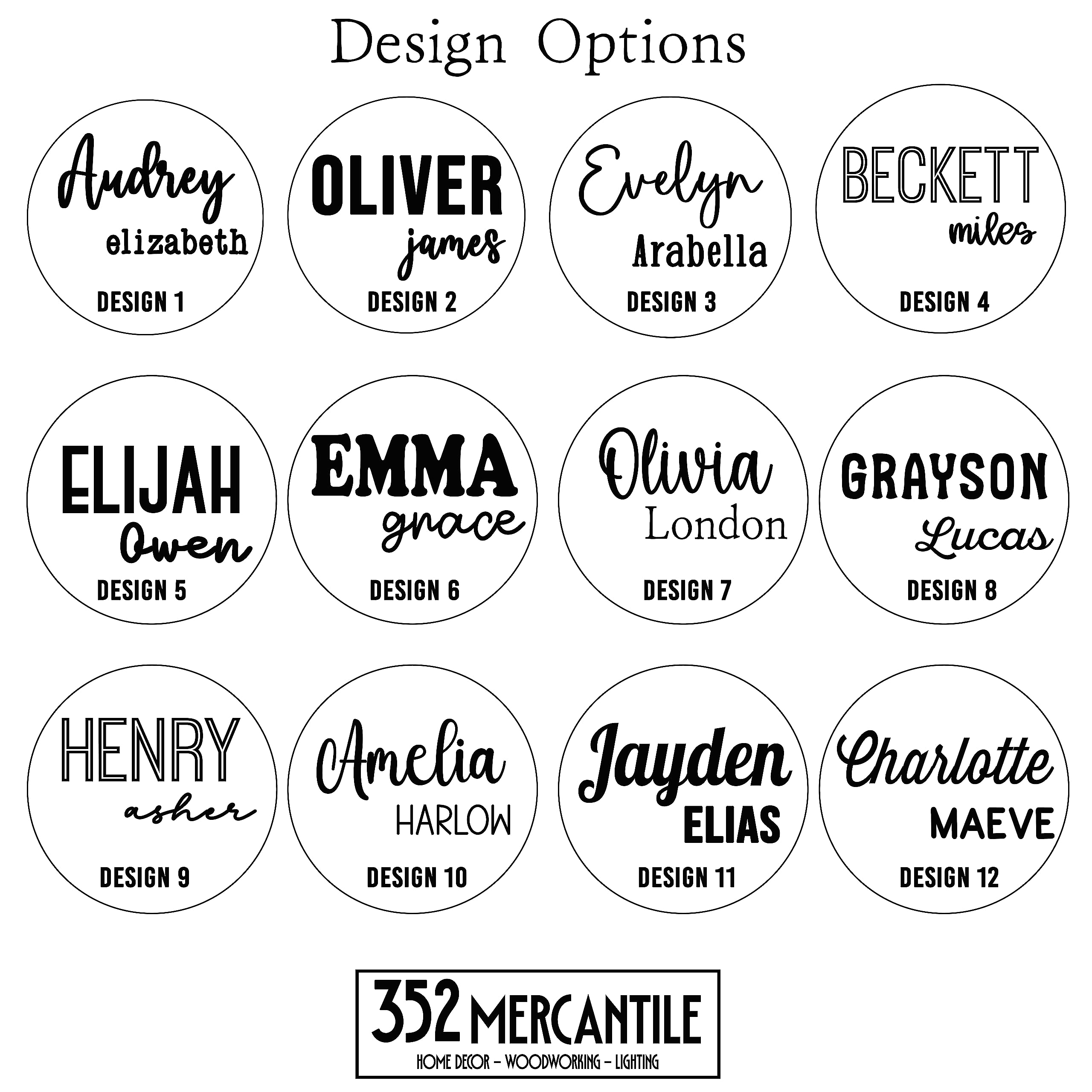 Birth Announcement Name Sign 7 inch size display