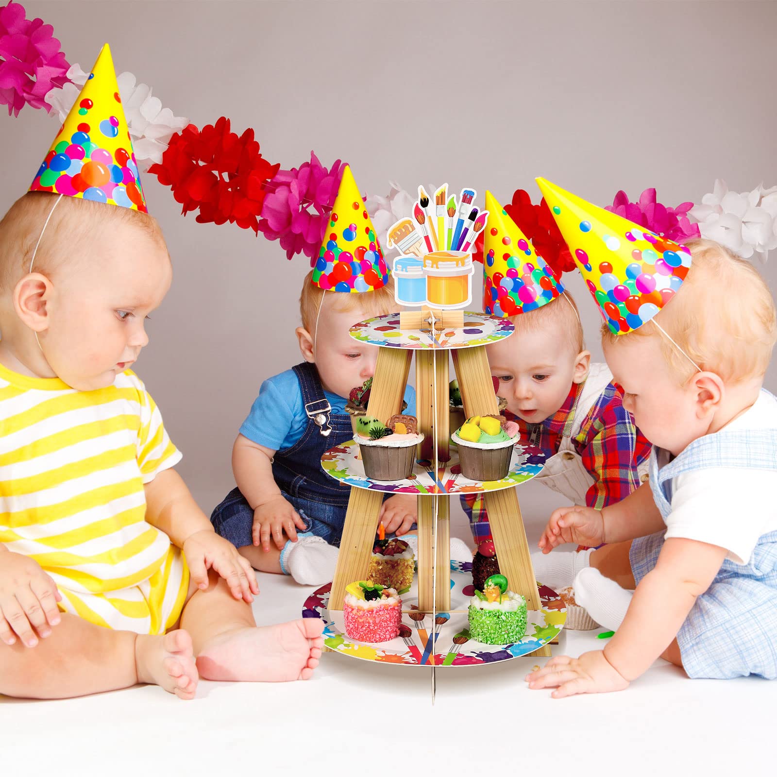 Three level dessert stand for art painting themed parties