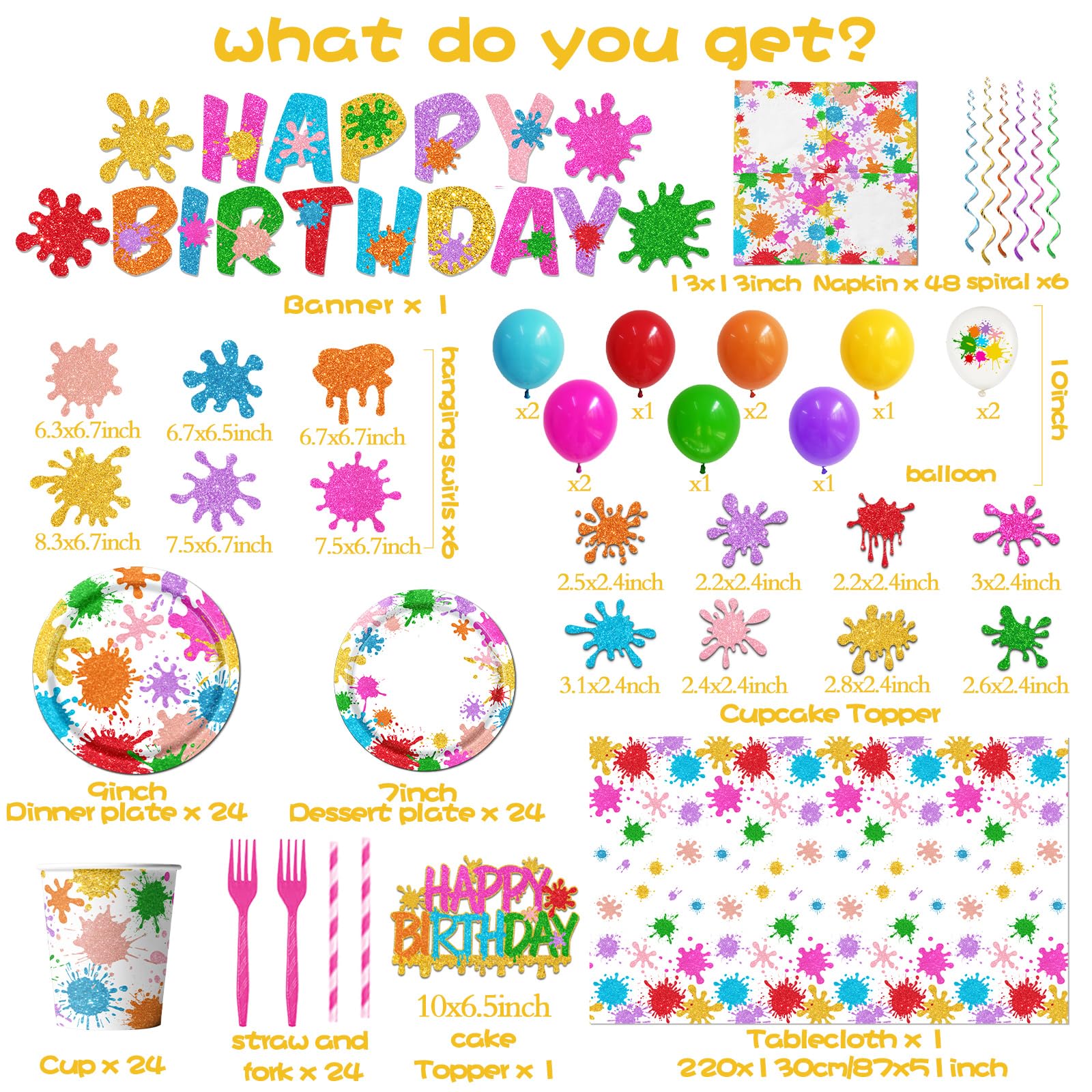 12 colorful balloons and 24 straws and 24 forks included