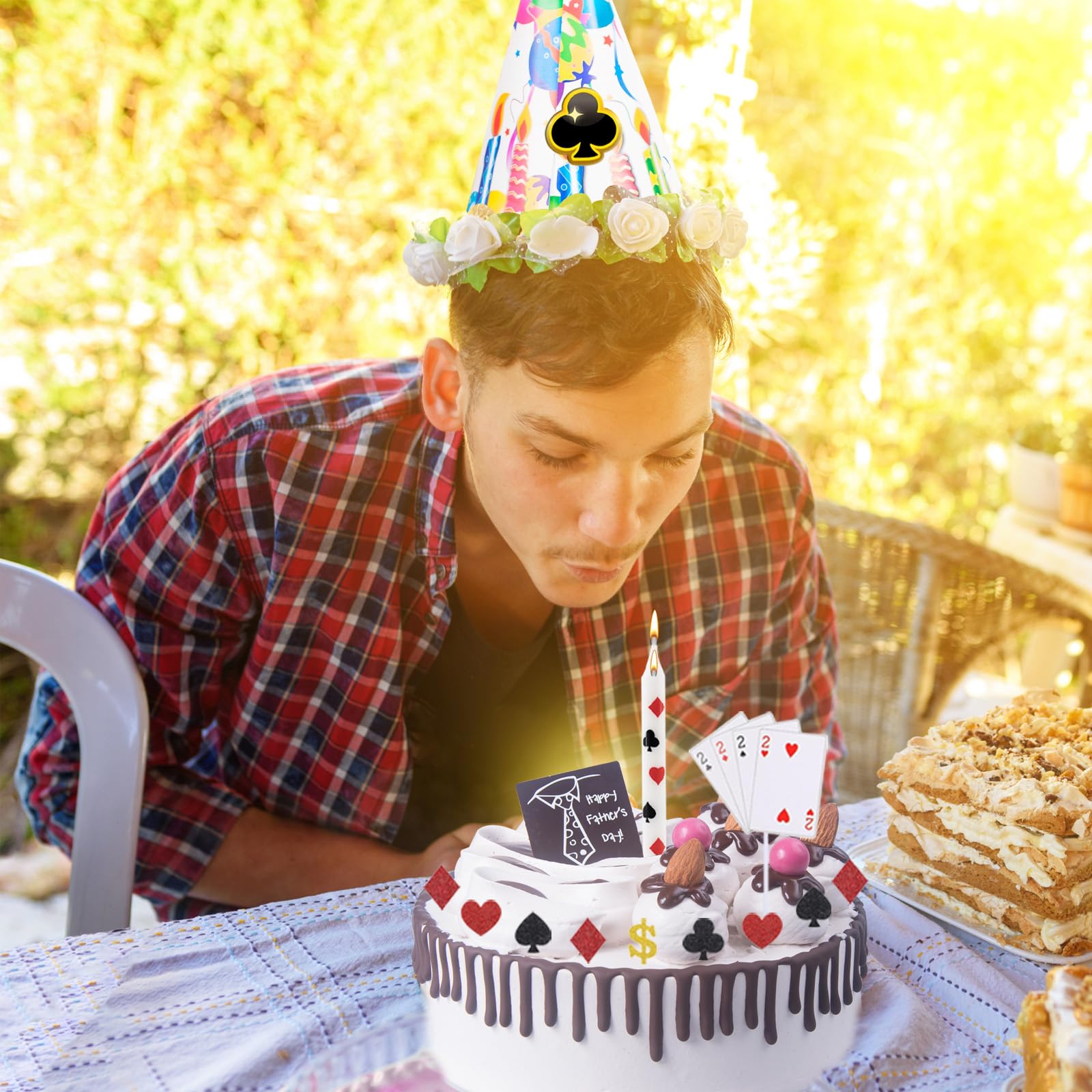 Birthday cake candles casino set for celebrations