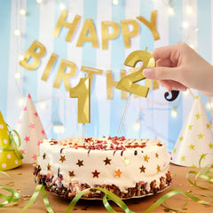 Birthday party cake candles decorative gold